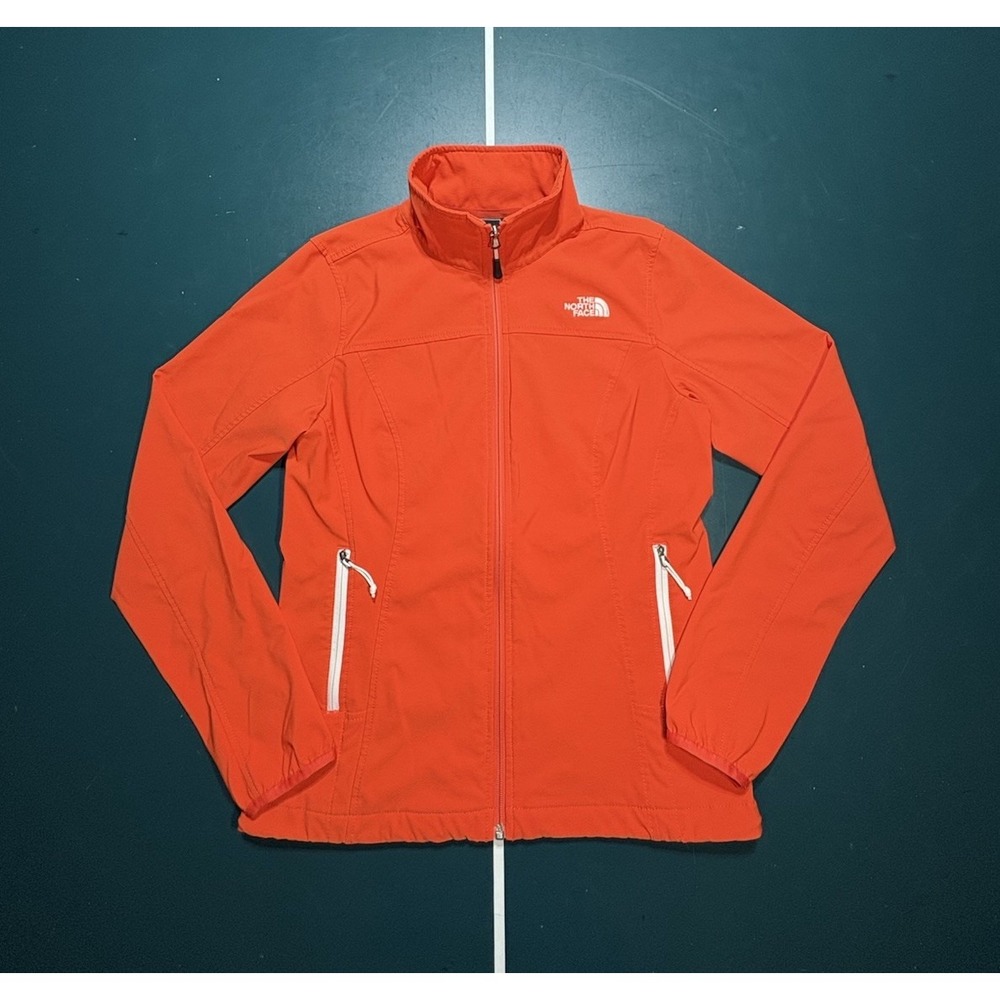 The North‎ Face Jacket Womens Small Orange Soft Shell Full Zip Hiking Apex